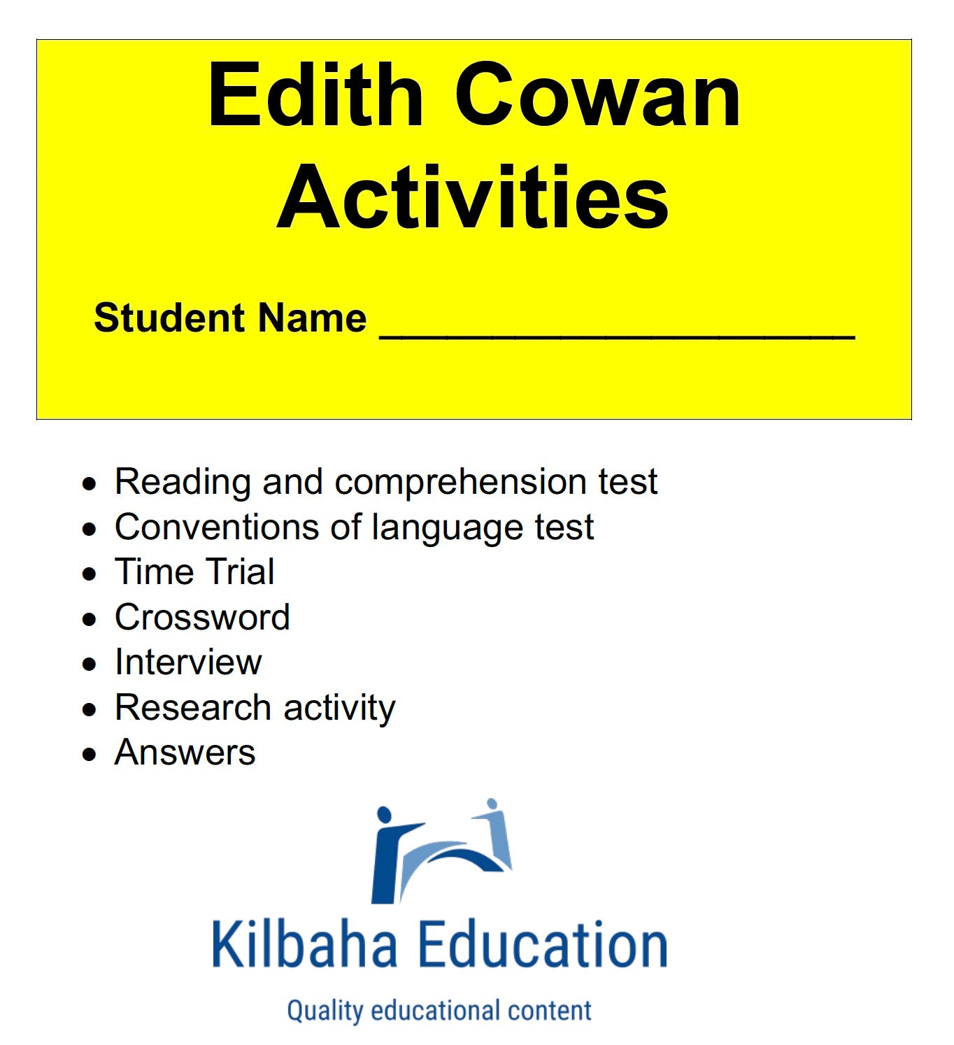Edith Cowan: A Short Biography with Student Activities
