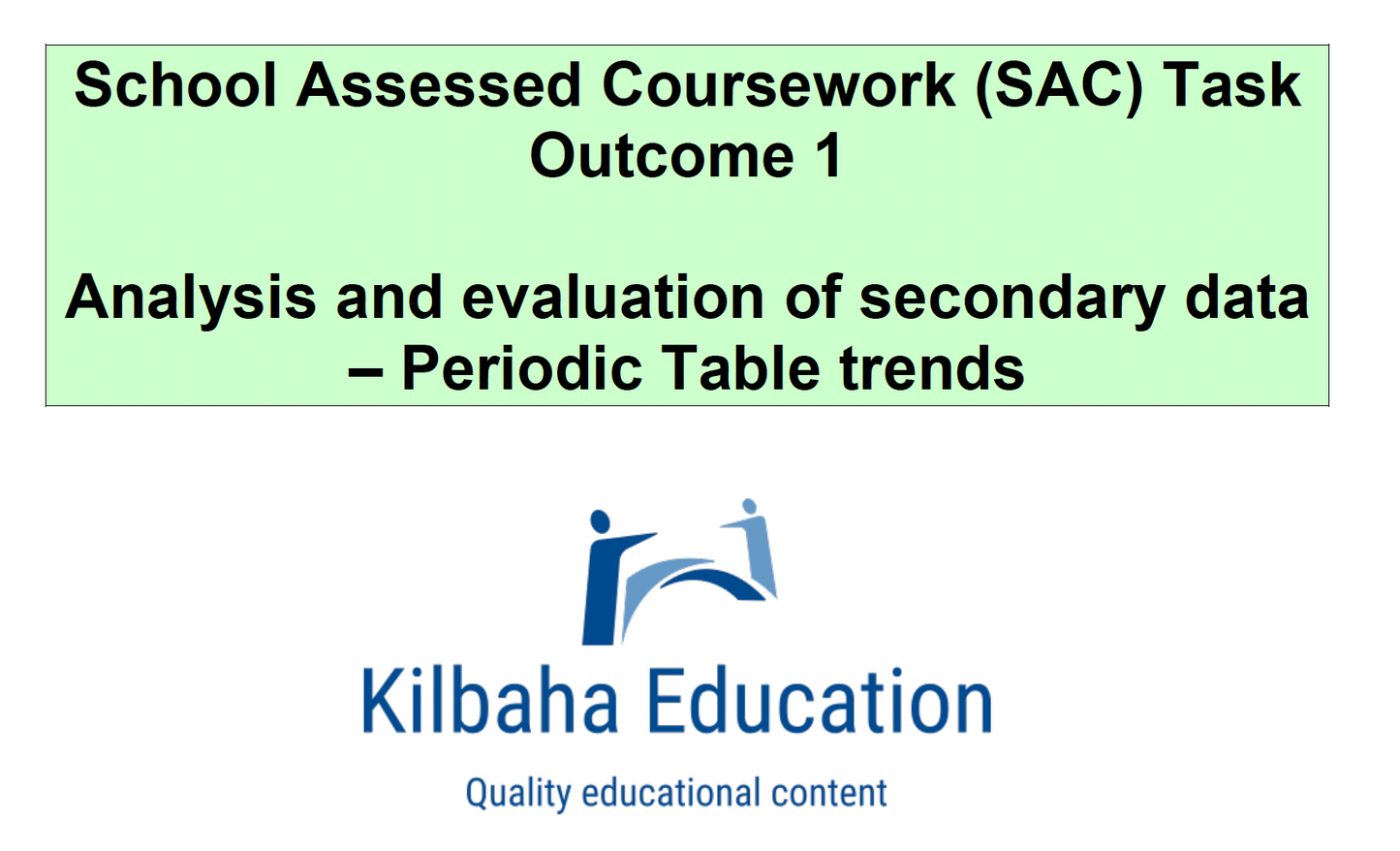 VCE Chemistry School Assessed Coursework 2