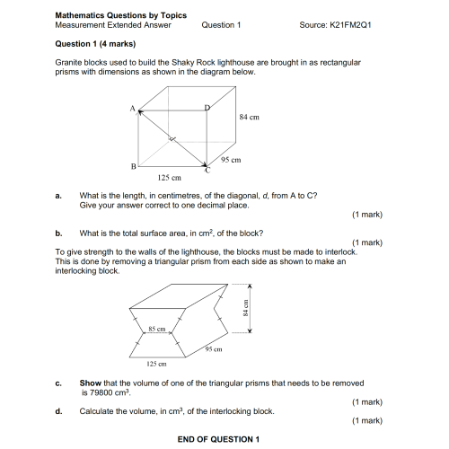 MQBT10 - Measurement - 20 Extended Answer Questions