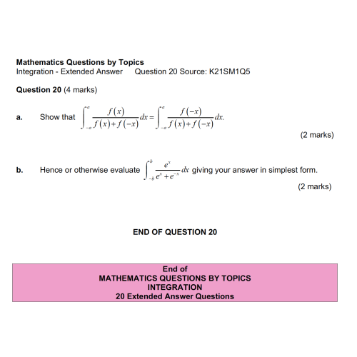 MQBT9 - Integration - 20 Extended Answer Questions