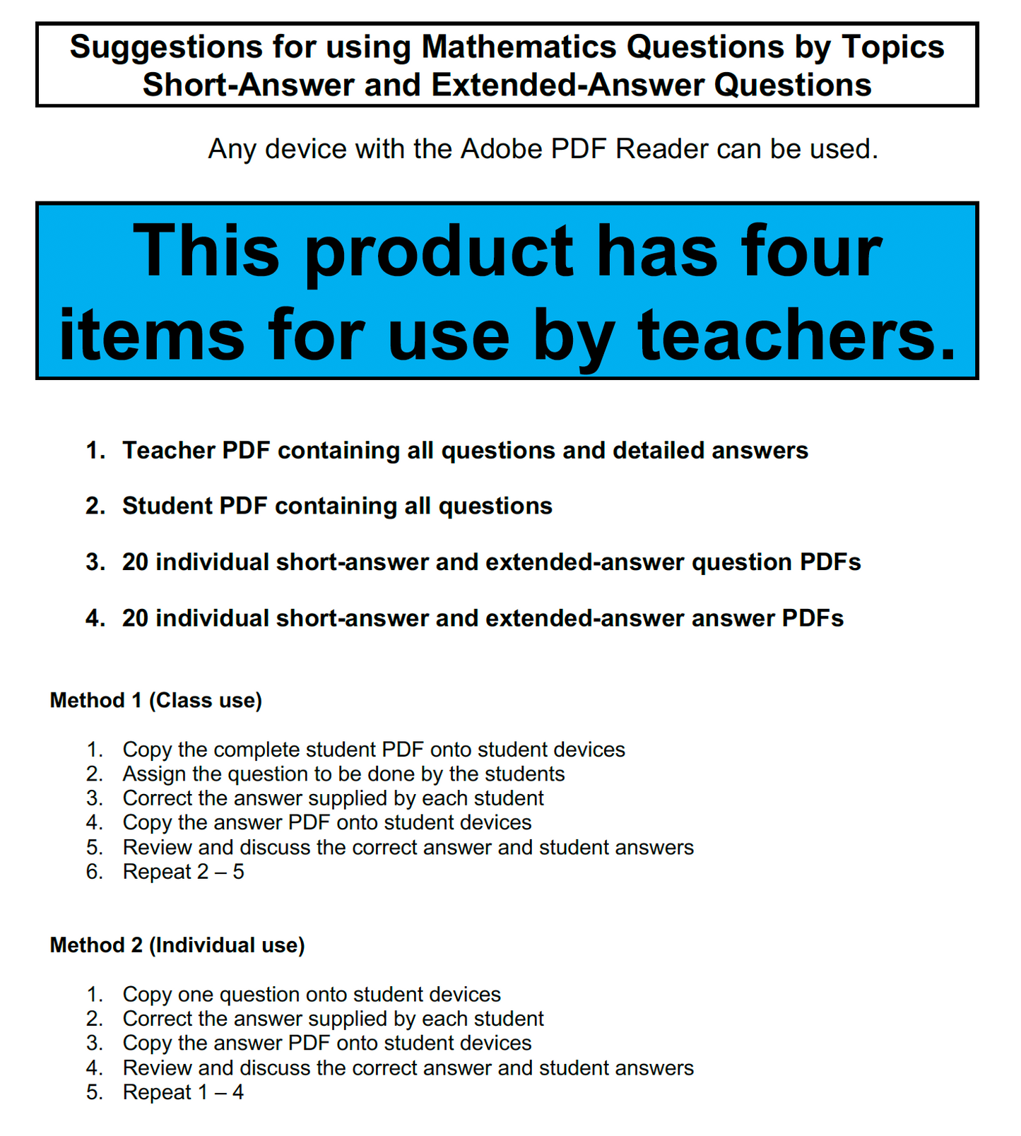 MQBT6 - Functions and Relations 1 - 20 Extended Answer Questions